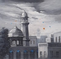 G. N. Qazi, 14 x 14 inch, Acrylic on Canvas, Cityscape Painting, AC-GNQ-062